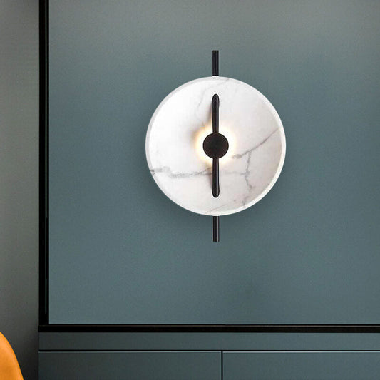 Scandinavian Modern Minimalist Round Marble Iron LED Wall Sconce Lamp