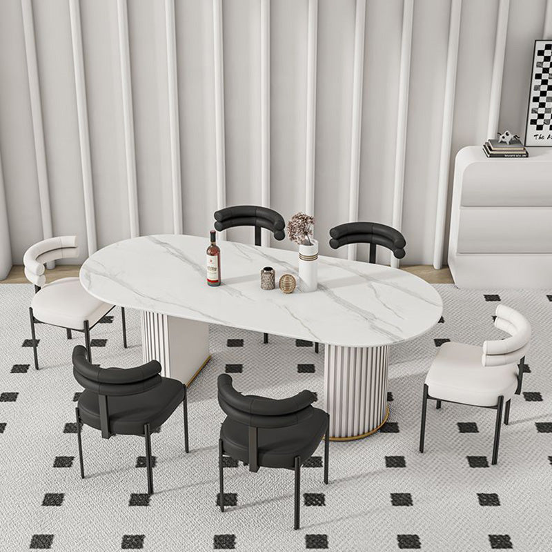 Contemporary Nordic Square Curved Backrest Microfiber Leather  Carbon Steel Dining Chair For Dining Room