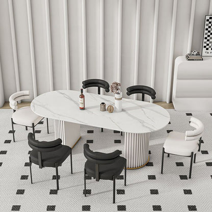 Contemporary Nordic Square Curved Backrest Microfiber Leather  Carbon Steel Dining Chair For Dining Room