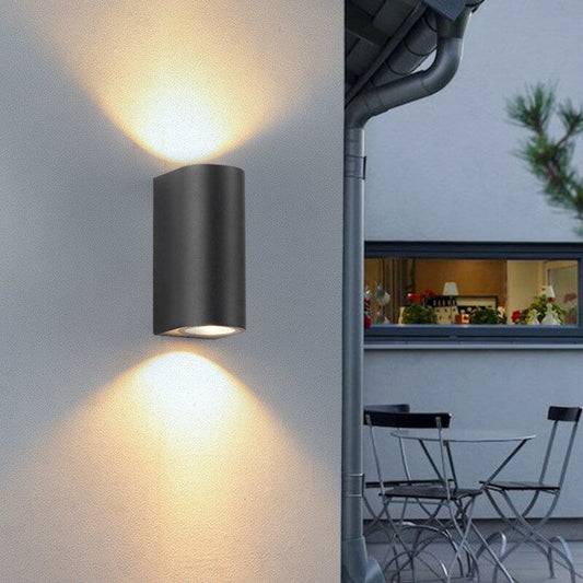 Modern Simple Outdoor Waterproof Aluminum Glass Cylinder 2-Light Wall Sconce Lamp