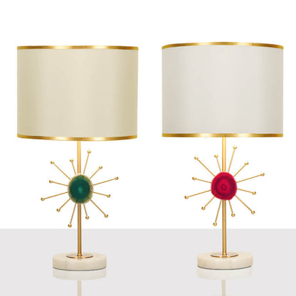 European Light Luxury Fabric Agate Base 1-Light Table Lamp