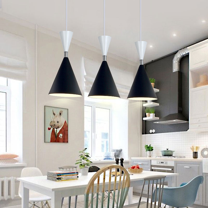 Nordic Minimalist Cone Solid Color Iron Aluminum 1-Light Pendant Light