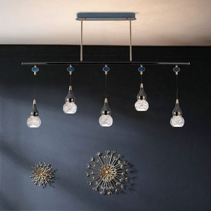 Contemporary Nordic Long Gourd Aluminum Iron Bubble Crystal LED Island Light Chandelier For Dining Room