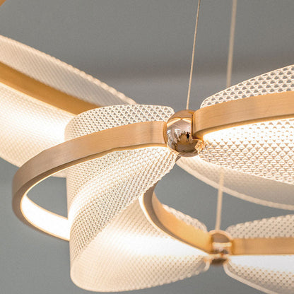 Modern Art Deco Acrylic Petal Interweaving Ring Aluminum LED Pendant Light For Living Room