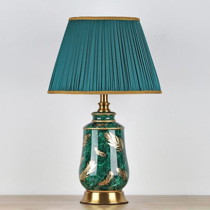 Traditional European Cylinder Ceramic Fabric Iron 1-Light Table Lamp For Bedroom