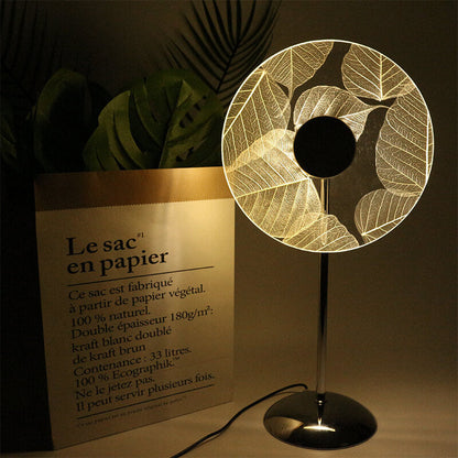 Modern Acrylic Creative Leaf Pattern Design LED Ambient Night Light Table Lamp