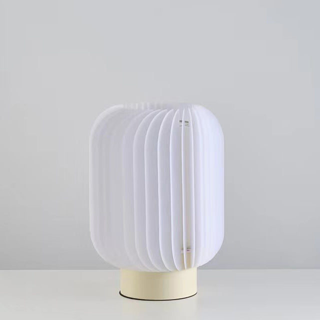 Modern Simplicity Round Pleated Iron Acrylic Fabric LED Table Lamp For Bedroom