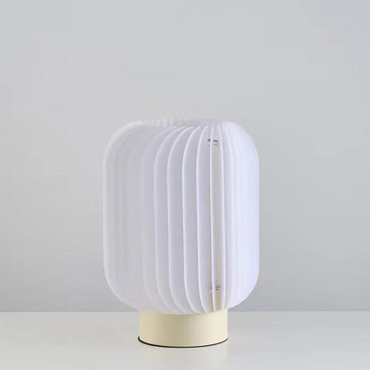Modern Simplicity Round Pleated Iron Acrylic Fabric LED Table Lamp For Bedroom