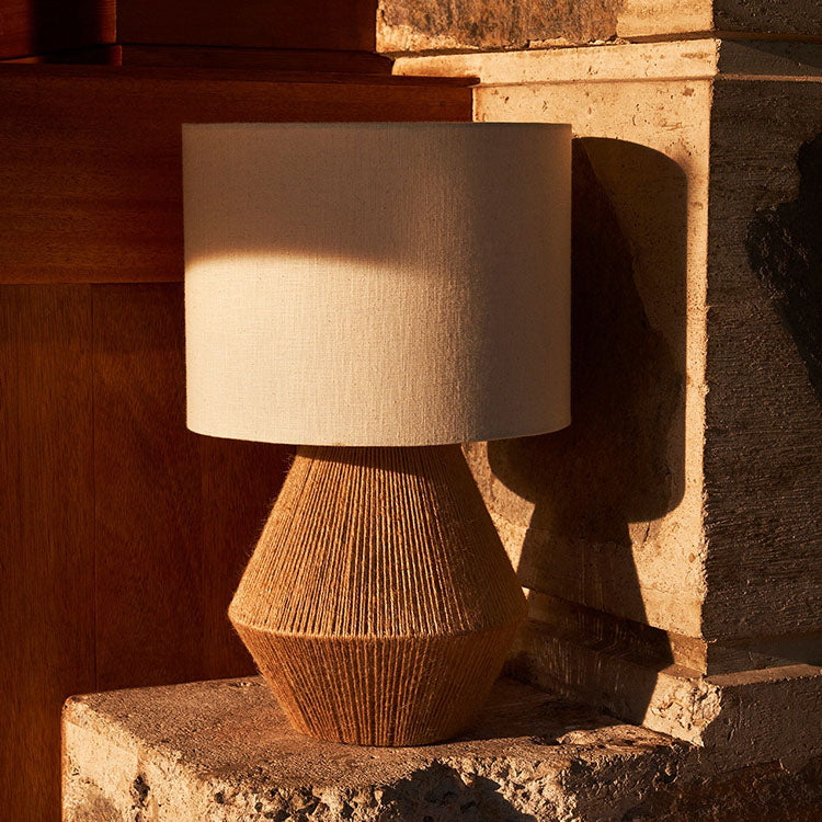 Japanese Vintage Hemp Rope Weaving Base Fabric 1-Light Table Lamp