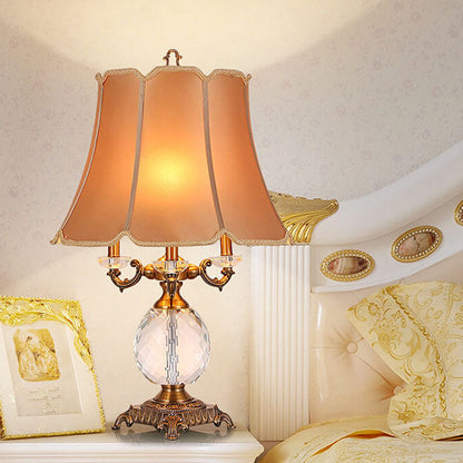 Modern Luxury Fabric Shade Candle Crystal Base 3/4 Light Table Lamp