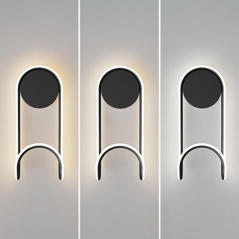 مصباح حائطي عصري من الحديد والألومنيوم والأكريليك بتصميم دائري مع خطاف LED لغرفة النوم 