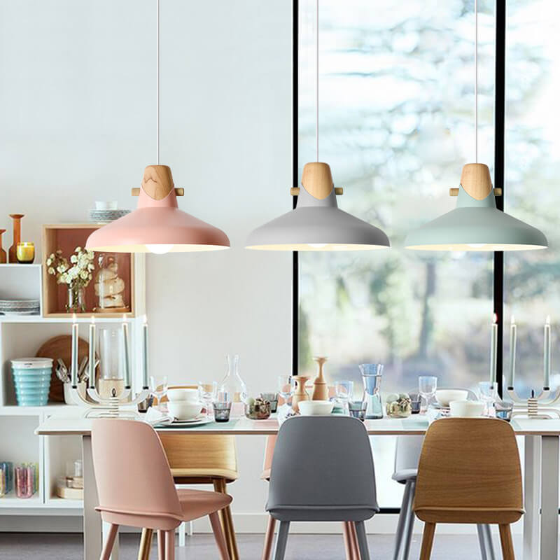 Nordic Minimalist Macaron Solid Color Ironwood 1-Light Pendant Light