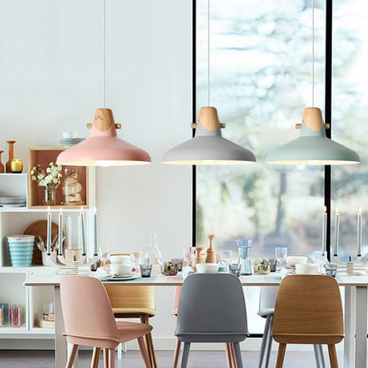 Nordic Minimalist Macaron Solid Color Ironwood 1-Light Pendant Light