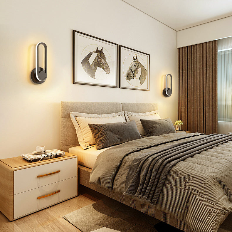 Contemporary Simplicity Iron Oval Ring Rotatable LED Wall Sconce Lamp For Bedroom