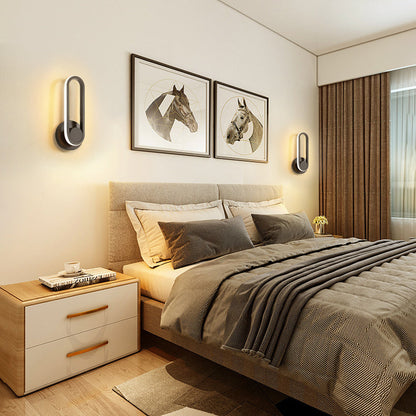 Contemporary Simplicity Iron Oval Ring Rotatable LED Wall Sconce Lamp For Bedroom