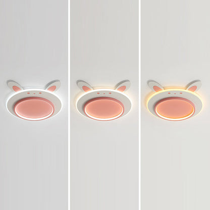 Modern Simplicity Kids Iron Acrylic Rabbit Round LED Flush Mount Ceiling Light For Bedroom