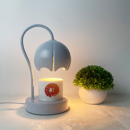 Contemporary Nordic Iron Glass Wood Flower 1-Light Melting Wax Table Lamp For Bedside