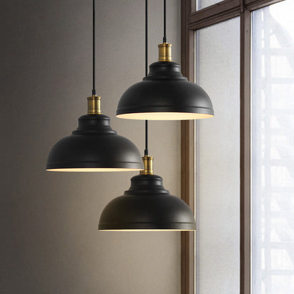 Industrial Simple Dome Round Pot Lid Iron 1-Light Pendant Light