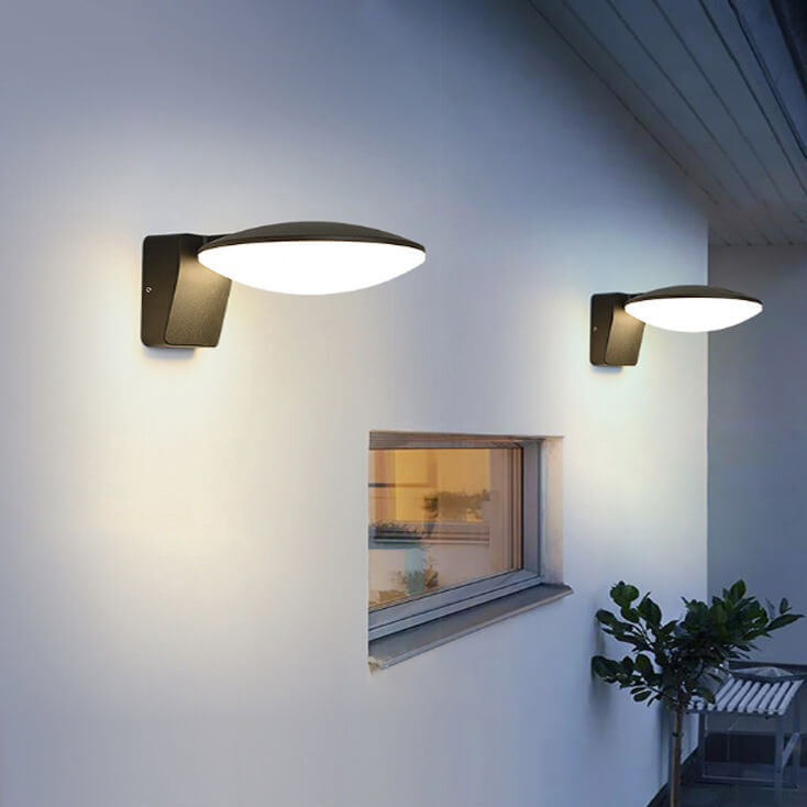 مصباح حائط خارجي LED بيضاوي الشكل من الألومنيوم والأكريليك بتصميم عصري وبسيط للحديقة 