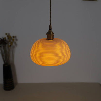 Nordic Japanese Ceramic Brass Oval 1-Light Pendant Light