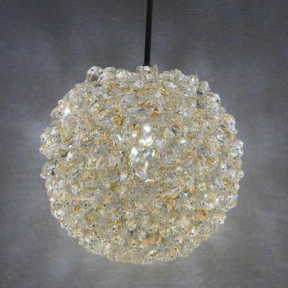 Modern Minimalist Round Ball Full Copper Crystal 1-Light Pendant Light For Bedroom