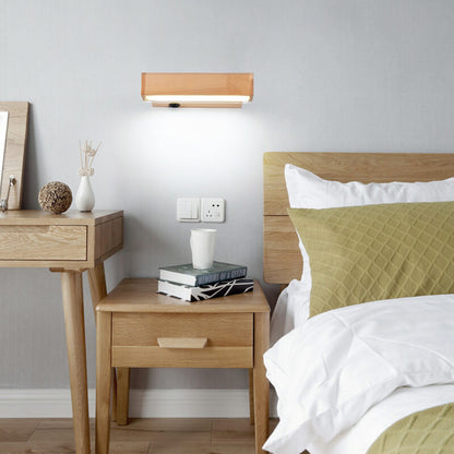 Simple Log Wooden Rectangular Rotatable LED Wall Sconce Lamp