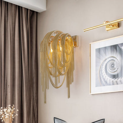 Postmodern Luxury Aluminum Chain Tassel  2-Light Wall Sconce