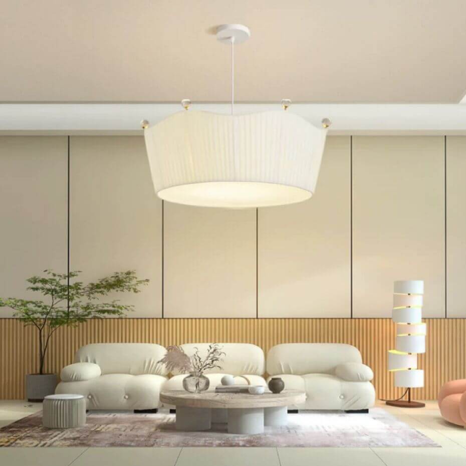 ثريا جزيرة بخمسة مصابيح بتصميم عصري بسيط من القماش بتصميم تاج إبداعي 