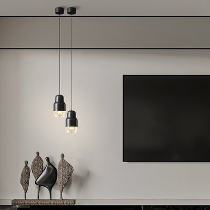 Modern Light Luxury Cylindrical Copper Acrylic LED Pendant Light