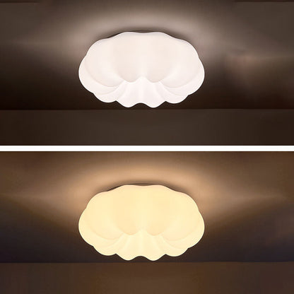 Modern Simplicity Pumpkin PE Shade Hardware LED Flush Mount Ceiling Light For Bedroom