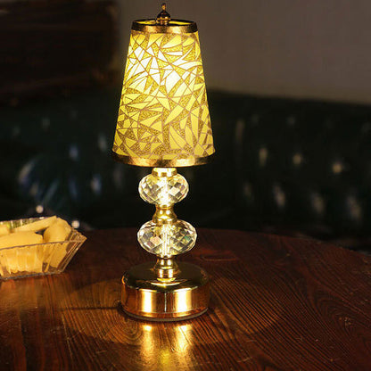 Retro Luxury Fabric Crystal Base LED Table Lamp
