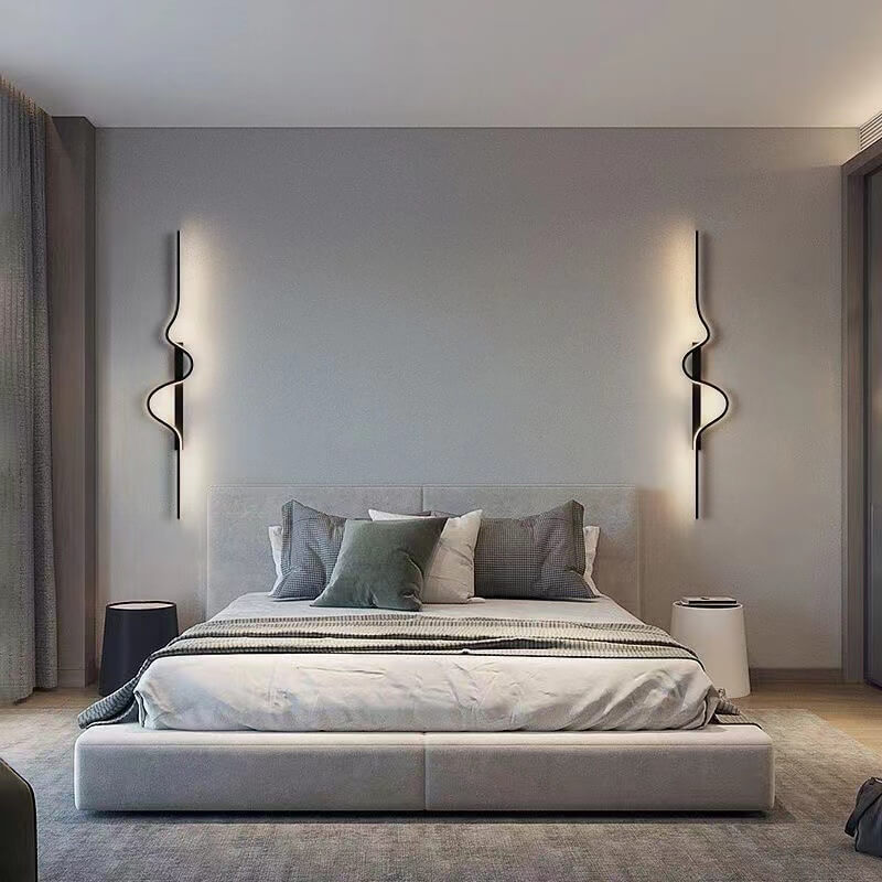مصباح حائط LED من الألومنيوم بتصميم موجة طويلة عصري وبسيط لغرفة المعيشة