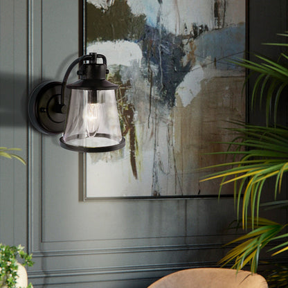 Contemporary Industrial Iron Glass Round Shade 1-Light Waterproof Wall Sconce Lamp For Hallway