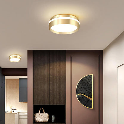 Nordic Minimalist Round Solid Gold Aluminum Acrylic LED Flush Mount Light