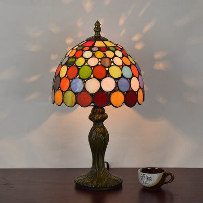European Style Tiffany Stained Dot Glass 1-Light Table Lamp