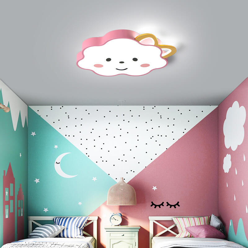 Cartoon Creative Clouds Cat LED Kids Flush Mount Ceiling Light