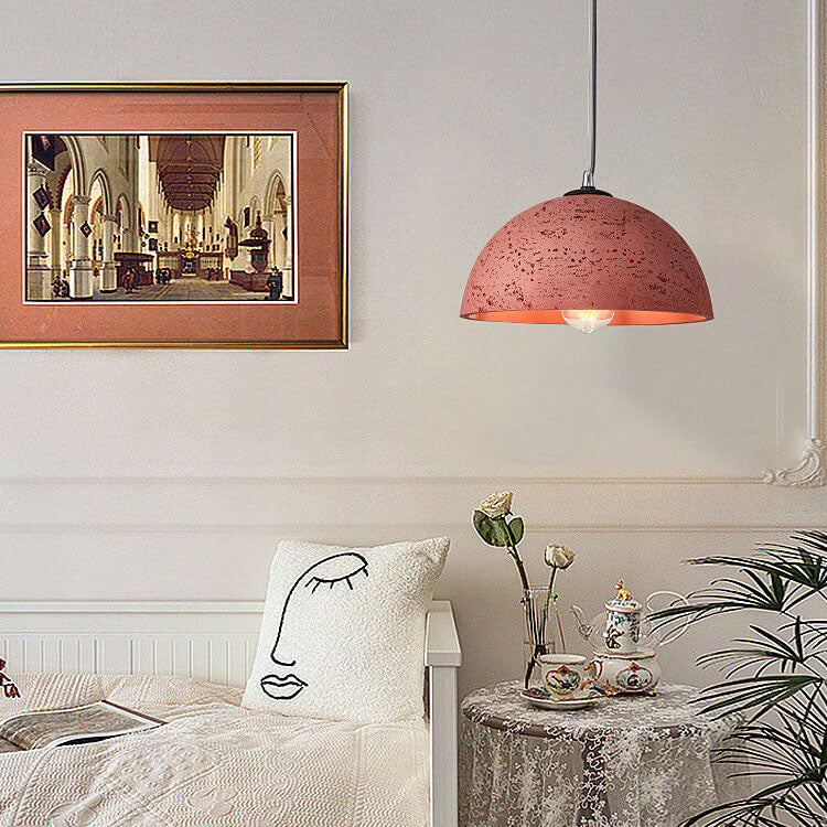 Minimalist Resin Round Dome Hand Sculpted 1-Light Pendant Light
