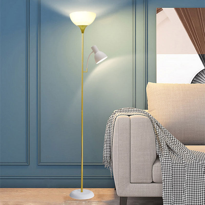 Modern Minimalist Half Circle Iron 2-Light Standing Floor Lamp For Living Room