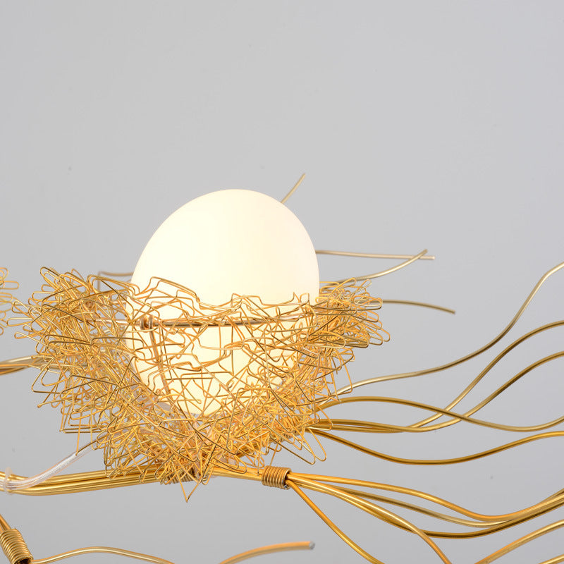 Contemporary Creative Bird's Nest Aluminum 3-Light Chandelier For Living Room