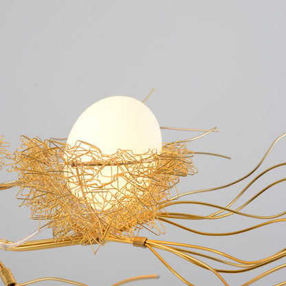 Contemporary Creative Bird's Nest Aluminum 3-Light Chandelier For Living Room