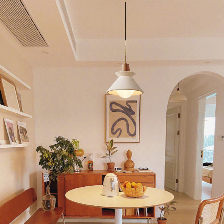 Nordic Minimalist Macaron Wood Cement  1-Light Pendant Light