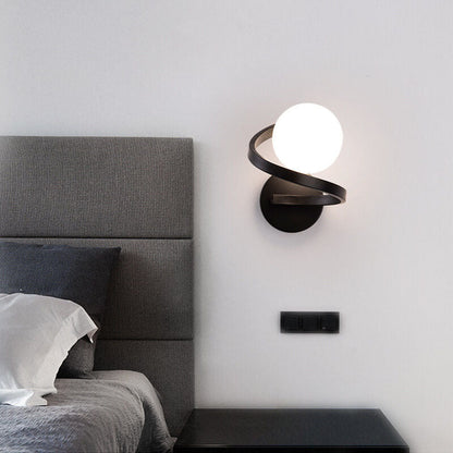 Modern Iron Curved Minimalist 1-Light Wall Sconce Lamp