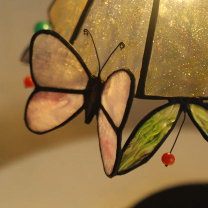 Traditional Vintage Butterfly Prismatic Metal Glass 1-Light Table Lamp For Bedroom