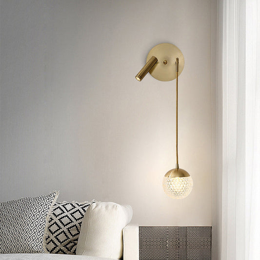 Contemporary Nordic Iron Acrylic Ball Pendant 1-Light LED Wall Sconce Lamp For Bedside
