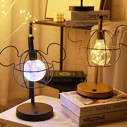 Creative Mouse Metal Cage LED Decorative Battery Table Lamp