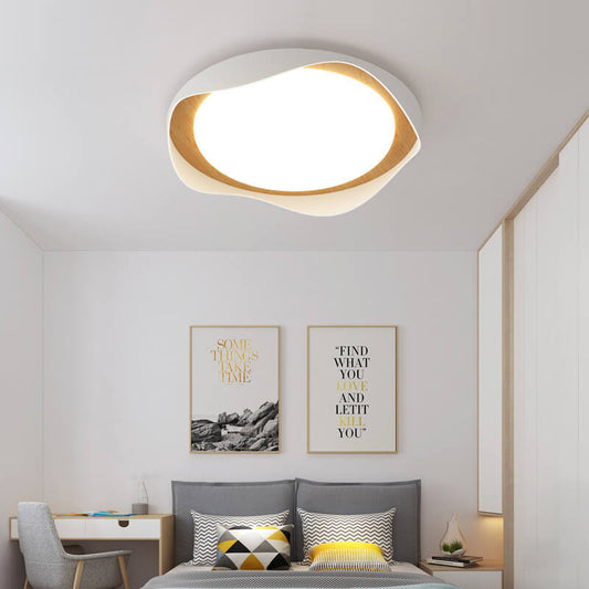 Modern Creative Round Ripple Pure White Iron Acrylic LED Flush Mount Light