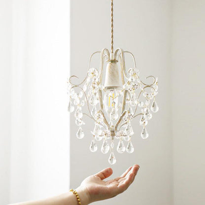 Traditional Vintage Pendant Transparent Iron Crystal 1-Light Pendant Light For Living Room