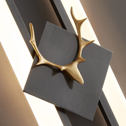 Nordic Postmodern Rectangular Antler Full Copper LED Wall Sconce Lamp