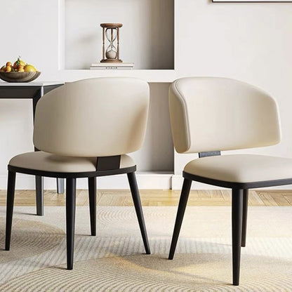 Modern Minimalist Synthetic leather Iron Sponge Square Dining Chair Backrest For Dining Room