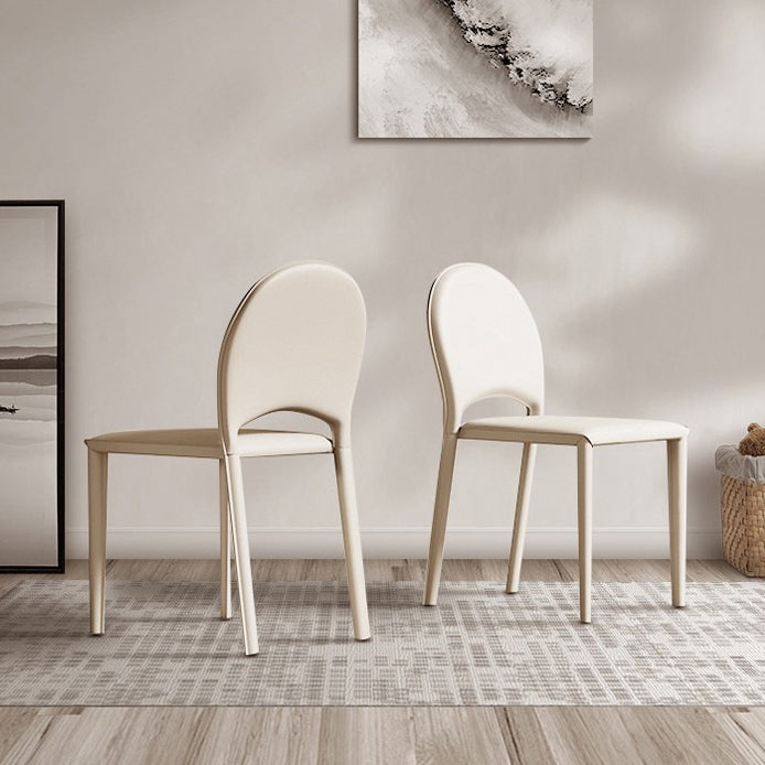 Modern Minimalist Saddle Saddle Leather Carbon Steel Sponge Square Elliptical Dining Chair Backrest For Dining Room